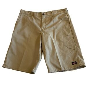 Genuine Dickies Shorts Mens 40 Khaki Work Tan Twill Flat Front GR630DS Utility